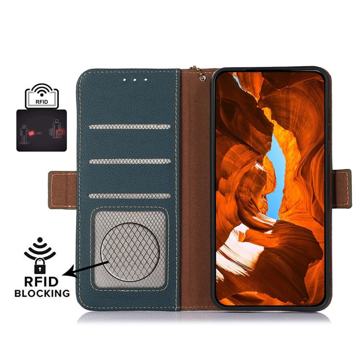 TJ Series For Honor 80 SE 5G RFID Blocking Cell Phone Cover Genuine Cowhide Leather Wallet Stand Full Protection Phone Case - Green