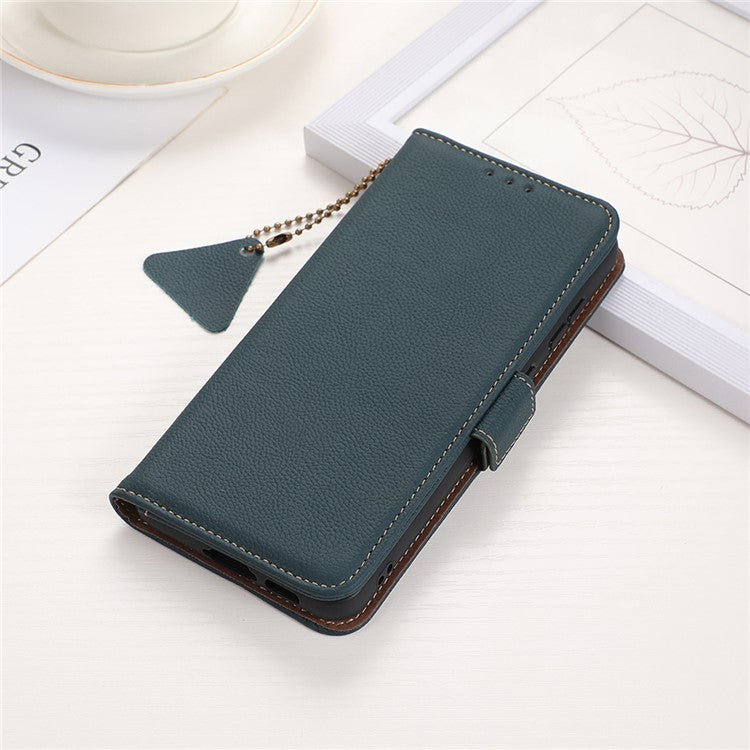 TJ Series For Honor 80 SE 5G RFID Blocking Cell Phone Cover Genuine Cowhide Leather Wallet Stand Full Protection Phone Case - Green