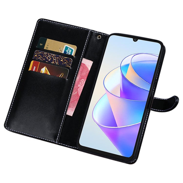 IDEWEI For Honor 80 SE 5G Anti-scratch Phone Flip Cover Crocodile Texture PU Leather Magnetic Closure Wallet Stand Phone Case - Black