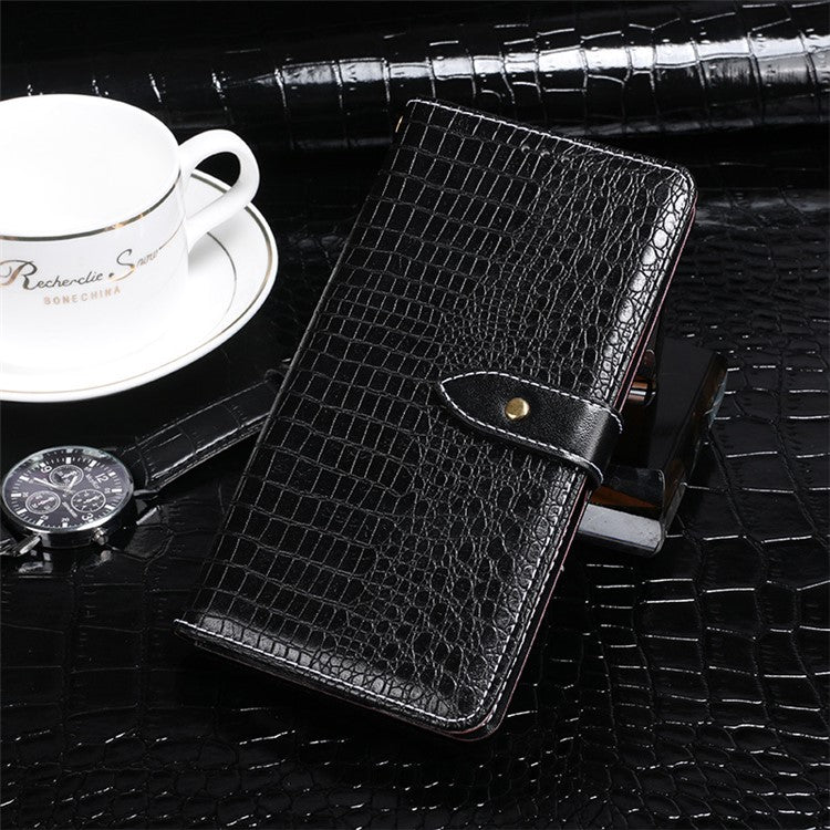 IDEWEI For Honor 80 SE 5G Anti-scratch Phone Flip Cover Crocodile Texture PU Leather Magnetic Closure Wallet Stand Phone Case - Black