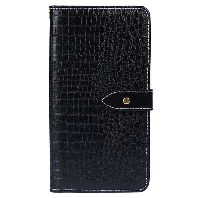 IDEWEI For Honor 80 SE 5G Anti-scratch Phone Flip Cover Crocodile Texture PU Leather Magnetic Closure Wallet Stand Phone Case - Black