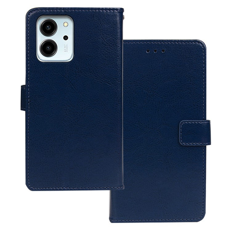 IDEWEI For Honor 80 SE 5G Anti-scratch Magnetic Closure Wallet Phone Case Crazy Horse Texture Stand Function PU Leather Flip Shell - Blue