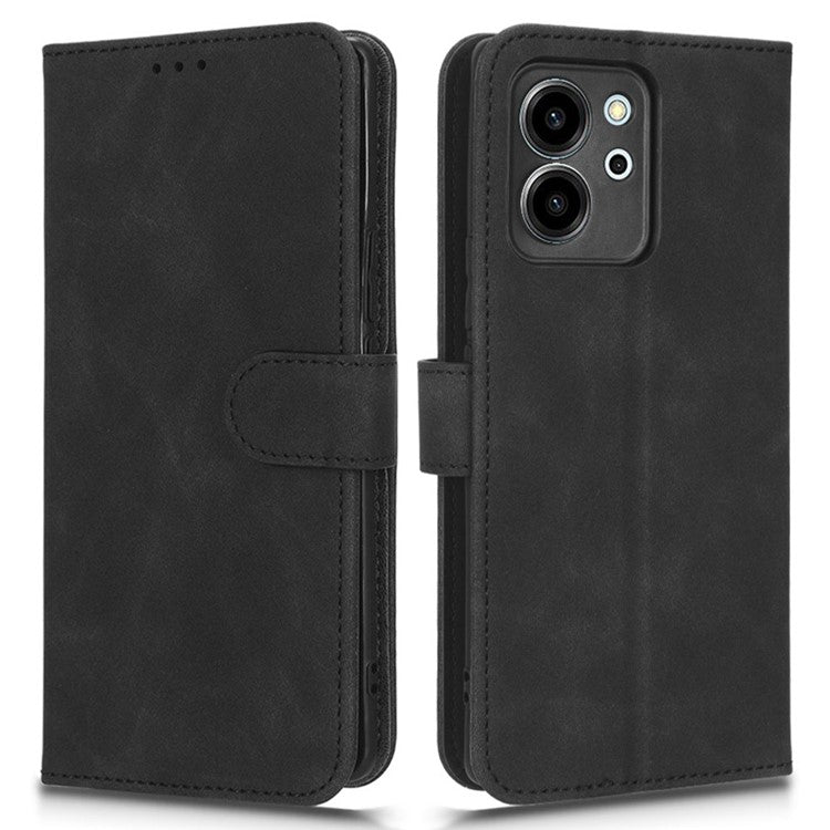 Protective Cell Phone Cover For Honor 80 SE 5G PU Leather Skin-Touch Feeling Anti-Drop Phone Case Wallet Stand - Black