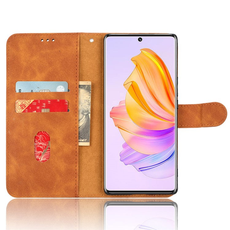 Protective Cell Phone Cover For Honor 80 SE 5G PU Leather Skin-Touch Feeling Anti-Drop Phone Case Wallet Stand - Brown