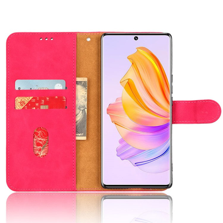 Protective Cell Phone Cover For Honor 80 SE 5G PU Leather Skin-Touch Feeling Anti-Drop Phone Case Wallet Stand - Rose