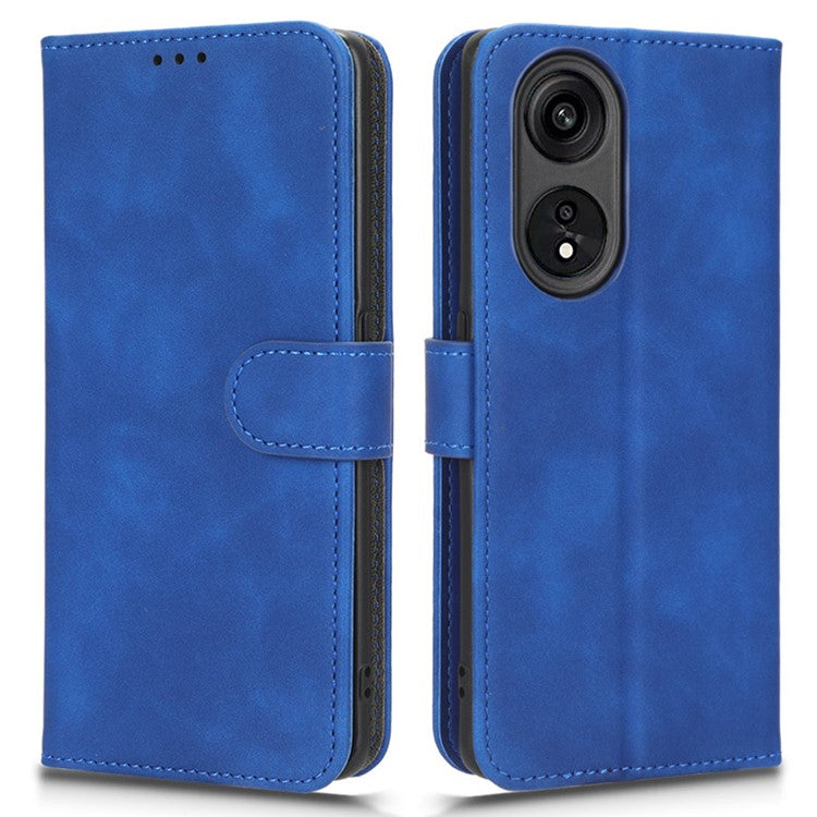 Anti-fall Phone Cover For Oppo A1 Pro 5G / Reno8 T 5G Skin-touch Feeling PU Leather Wallet Phone Case Stand - Blue