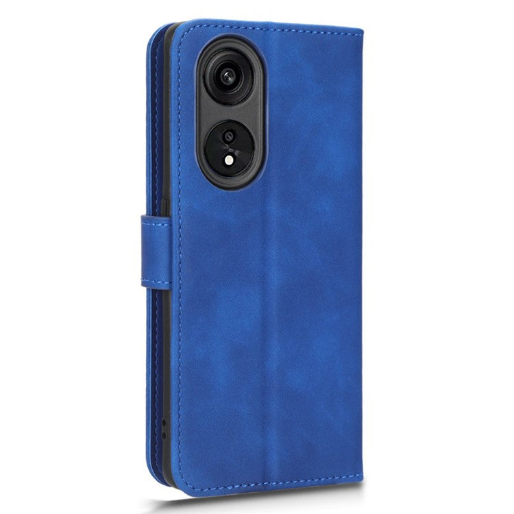 Anti-fall Phone Cover For Oppo A1 Pro 5G / Reno8 T 5G Skin-touch Feeling PU Leather Wallet Phone Case Stand - Blue