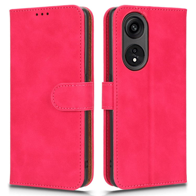 Anti-fall Phone Cover For Oppo A1 Pro 5G / Reno8 T 5G Skin-touch Feeling PU Leather Wallet Phone Case Stand - Rose