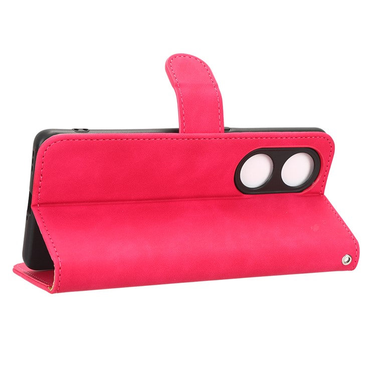 Anti-fall Phone Cover For Oppo A1 Pro 5G / Reno8 T 5G Skin-touch Feeling PU Leather Wallet Phone Case Stand - Rose