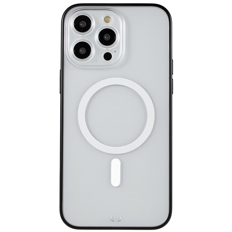 Clear Phone Case for iPhone 14 Pro Max, Shockproof Anti-scratch Magnetic Design PC+TPU Cell Phone Cover - Black