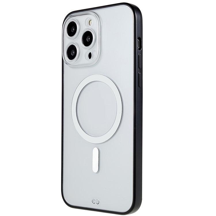 Clear Phone Case for iPhone 14 Pro Max, Shockproof Anti-scratch Magnetic Design PC+TPU Cell Phone Cover - Black