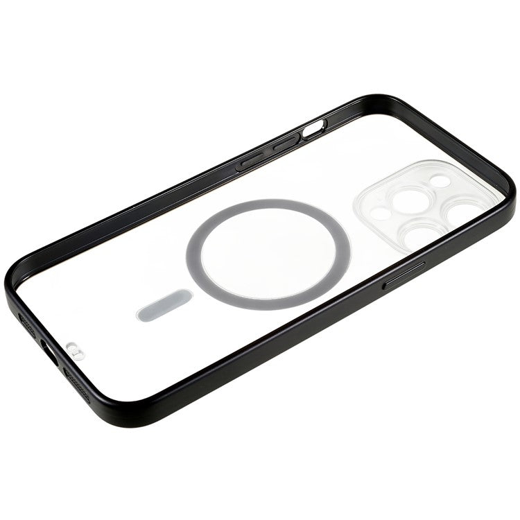 Clear Phone Case for iPhone 14 Pro Max, Shockproof Anti-scratch Magnetic Design PC+TPU Cell Phone Cover - Black