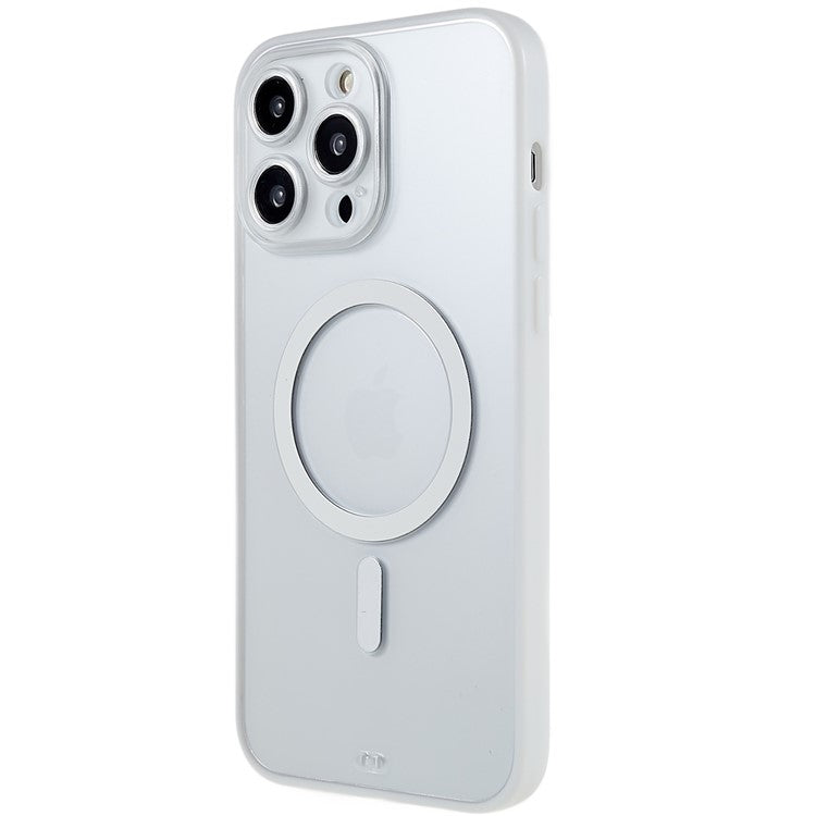 Clear Phone Case for iPhone 14 Pro Max, Shockproof Anti-scratch Magnetic Design PC+TPU Cell Phone Cover - White