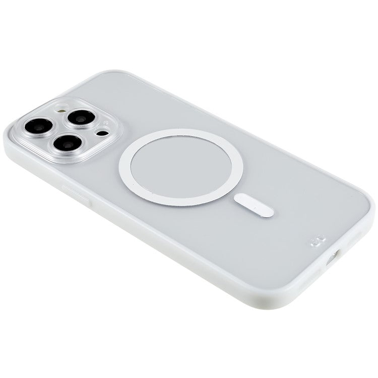 Clear Phone Case for iPhone 14 Pro Max, Shockproof Anti-scratch Magnetic Design PC+TPU Cell Phone Cover - White