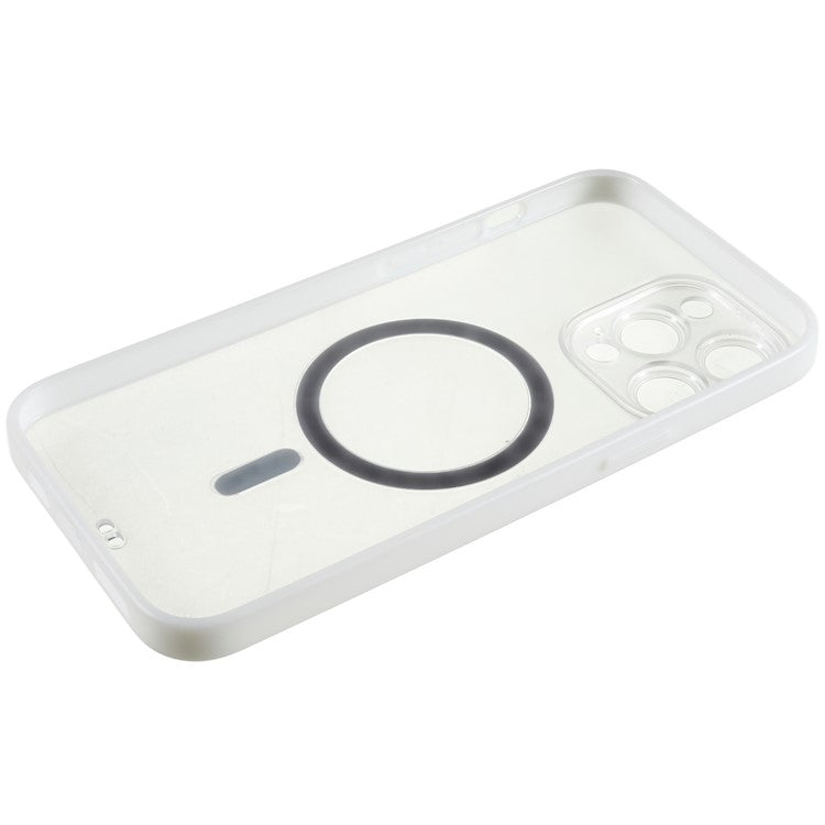 Clear Phone Case for iPhone 14 Pro Max, Shockproof Anti-scratch Magnetic Design PC+TPU Cell Phone Cover - White