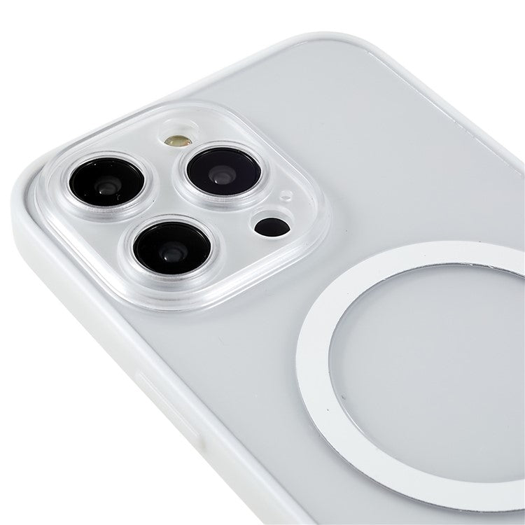 Clear Phone Case for iPhone 14 Pro Max, Shockproof Anti-scratch Magnetic Design PC+TPU Cell Phone Cover - White