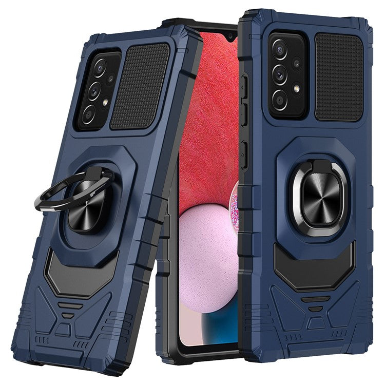 Bulk Purchasing PC + TPU Hybrid Case for Samsung Galaxy A13 4G Ring Kickstand Air Cushions Phone Cover - Blue