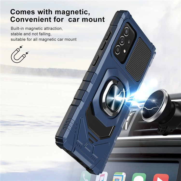 Bulk Purchasing PC + TPU Hybrid Case for Samsung Galaxy A13 4G Ring Kickstand Air Cushions Phone Cover - Blue