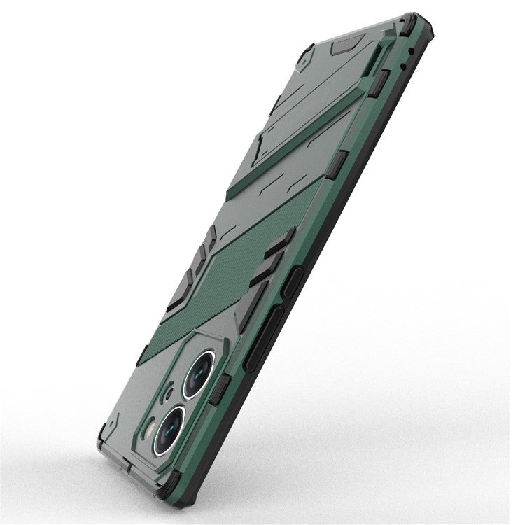 For Honor 80 SE 5G Soft TPU Hard PC Shock Absorbent Case Kickstand Shockproof Protective Phone Cover - Green