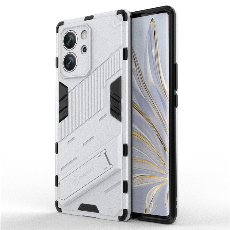 For Honor 80 SE 5G Soft TPU Hard PC Shock Absorbent Case Kickstand Shockproof Protective Phone Cover - White