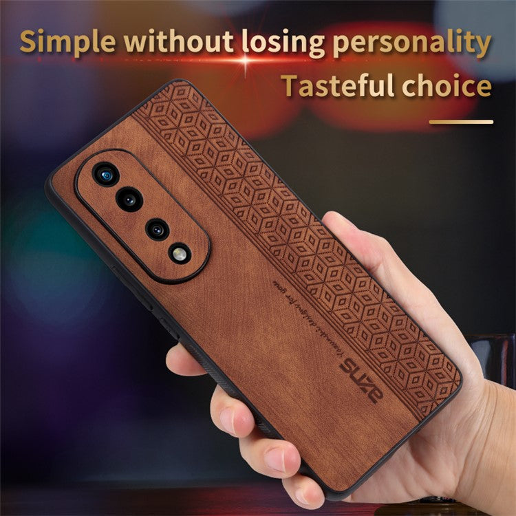 AZNS For Honor 80 5G Imprinted Pattern Shockproof Phone Case PU Leather Coated TPU Anti-Slip Cover - Black