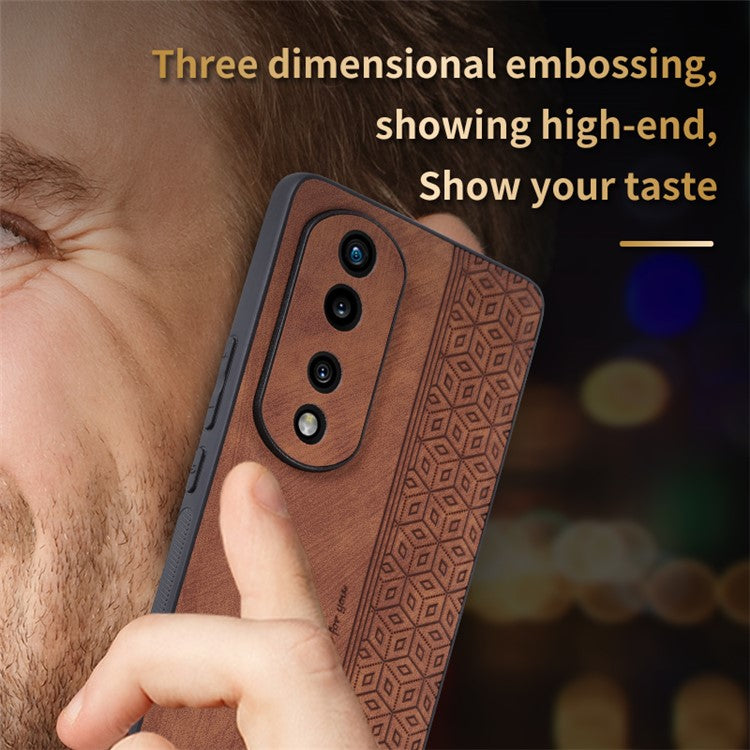 AZNS For Honor 80 5G Imprinted Pattern Shockproof Phone Case PU Leather Coated TPU Anti-Slip Cover - Black
