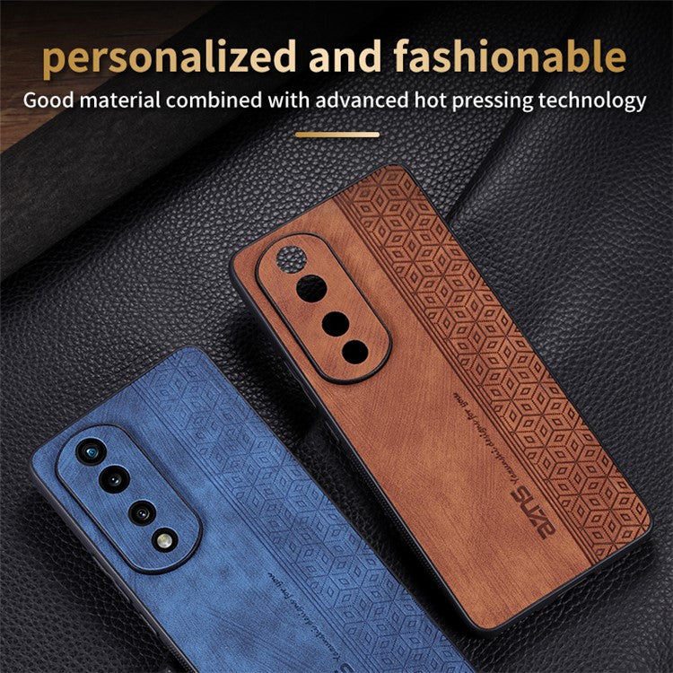AZNS For Honor 80 5G Imprinted Pattern Shockproof Phone Case PU Leather Coated TPU Anti-Slip Cover - Black