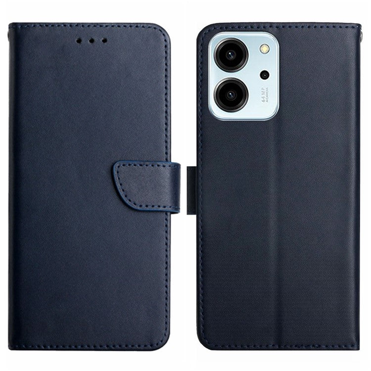 HT02 Nappa Texture Phone Shell for Honor 80 SE 5G, Shockproof Wallet Case Magnetic Clasp Flip Phone Cover - Blue