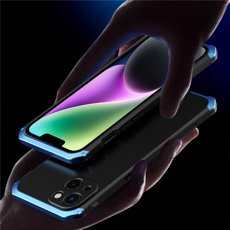 ELEMENT BOX 3-Piece Design Phone Case for iPhone 14, Hard PC Back Metal Frame Anti-scratch Protective Cover - Red   /   Silver