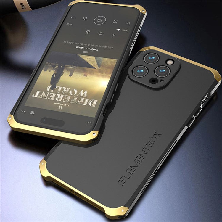 ELEMENT BOX For iPhone 14 Pro Max 3-Piece Design Hard PC Back Cover Metal Frame Shockproof Phone Case - Red  /  Gold
