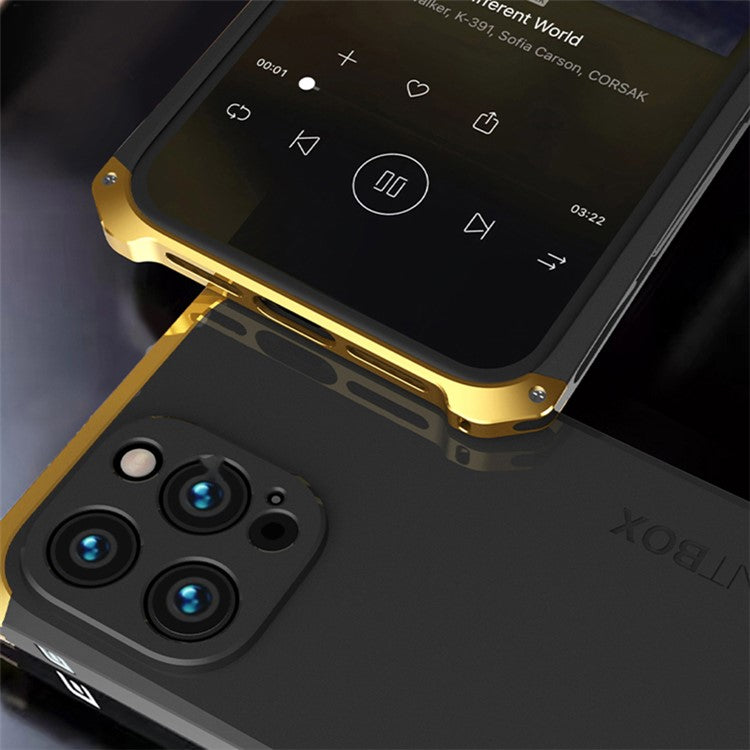 ELEMENT BOX For iPhone 14 Pro Max 3-Piece Design Hard PC Back Cover Metal Frame Shockproof Phone Case - Red  /  Gold