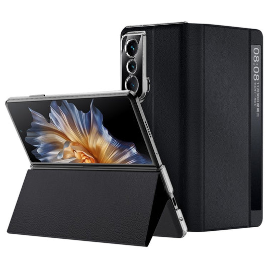 For Honor Magic Vs Ultimate 5G / Magic Vs 5G View Window PU Leather Magnetic Phone Case Shockproof Stand Cover - Black