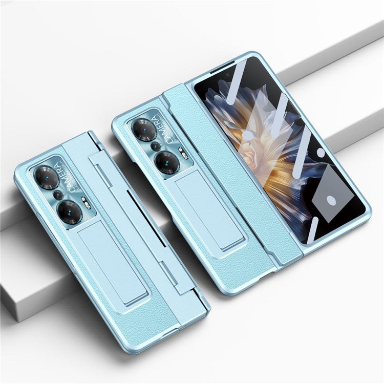 Drop-proof Phone Case For Honor Magic Vs Ultimate 5G / Magic Vs 5G, Hinge Protection PC Back Cover with Tempered Glass Screen Film - Blue