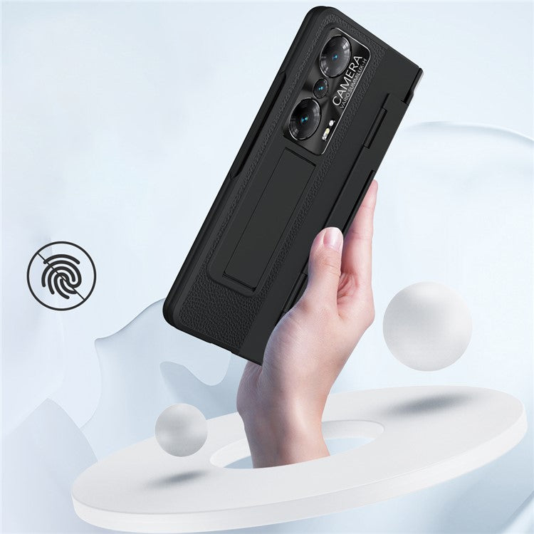 Drop-proof Phone Case For Honor Magic Vs Ultimate 5G / Magic Vs 5G, Hinge Protection PC Back Cover with Tempered Glass Screen Film - Gold