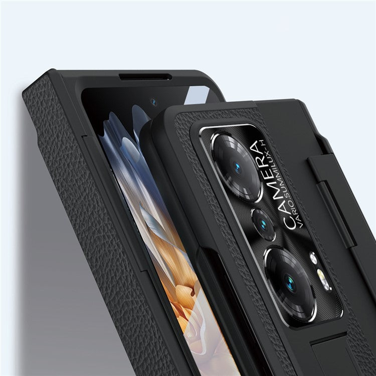 Drop-proof Phone Case For Honor Magic Vs Ultimate 5G / Magic Vs 5G, Hinge Protection PC Back Cover with Tempered Glass Screen Film -  Gold / Pink
