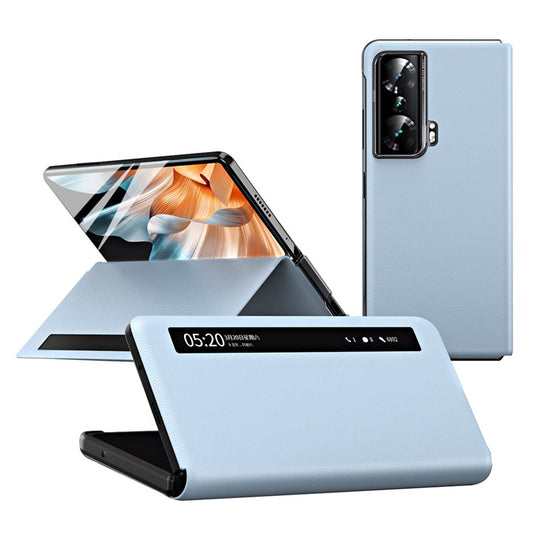 For Honor Magic Vs Ultimate 5G / Magic Vs 5G Magnetic Auto-absorbed View Window PU Leather+PC Phone Case Stand Anti-scratch Phone Cover (without Stylus&Pen Slot) - Blue