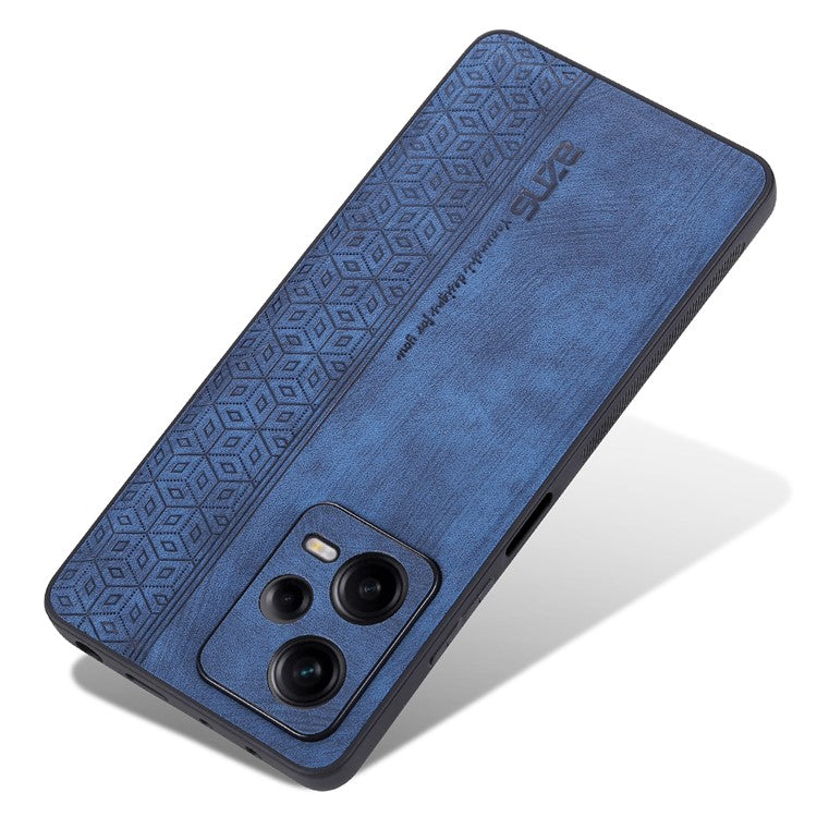 AZNS For Xiaomi Redmi Note 12 Pro 5G PU Leather Stand Wallet Cover with Strap Imprinted Pattern Phone Case Anti-collision PU Leather Coated TPU Cover - Blue