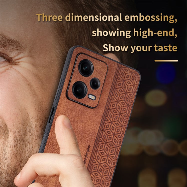 AZNS For Xiaomi Redmi Note 12 Pro 5G PU Leather Stand Wallet Cover with Strap Imprinted Pattern Phone Case Anti-collision PU Leather Coated TPU Cover - Blue