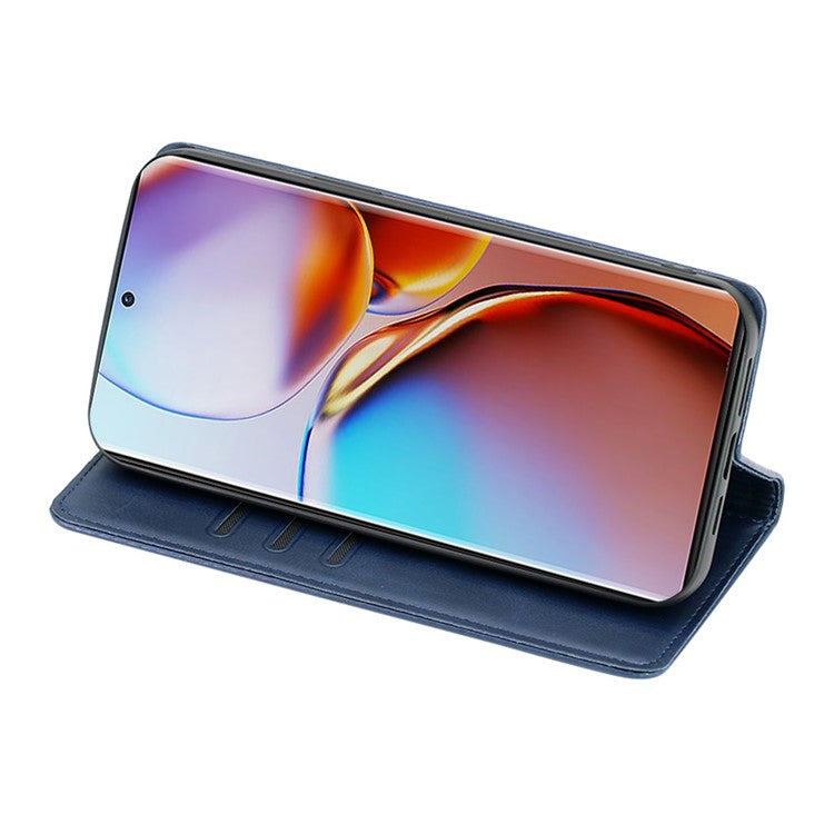 Calf Texture PU Leather Phone Case for Honor 80 SE 5G, Wallet Stand Magnetic Auto-absorbed Full Protection Phone Cover - Blue
