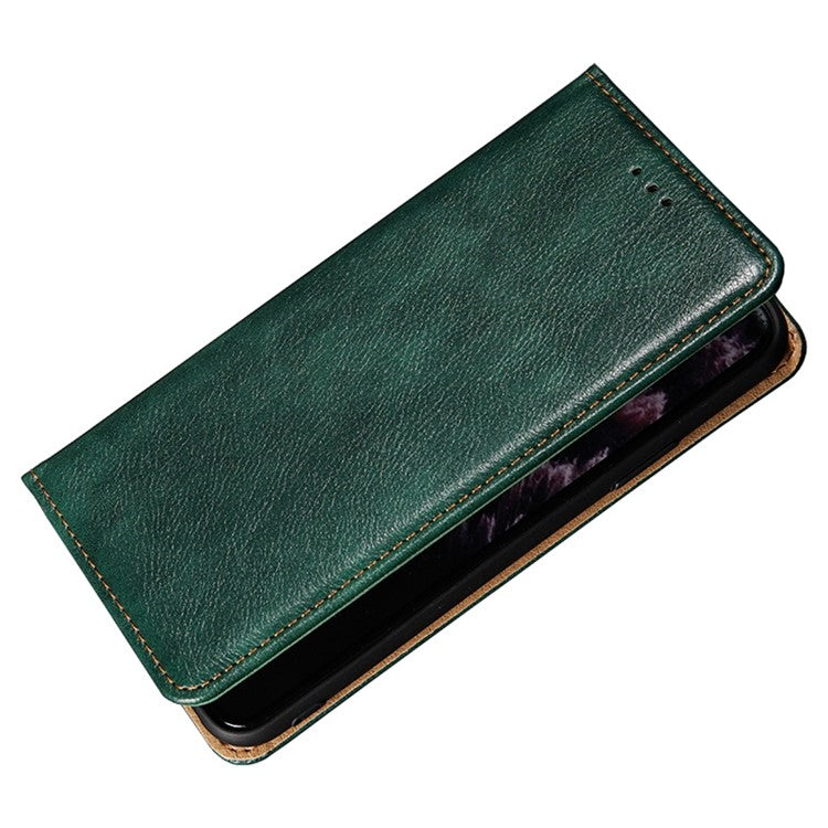 For Xiaomi 13 5G Magnetic Auto Adsorbed PU Leather Protective Cover Foldable Stand Phone Wallet Case - Brown
