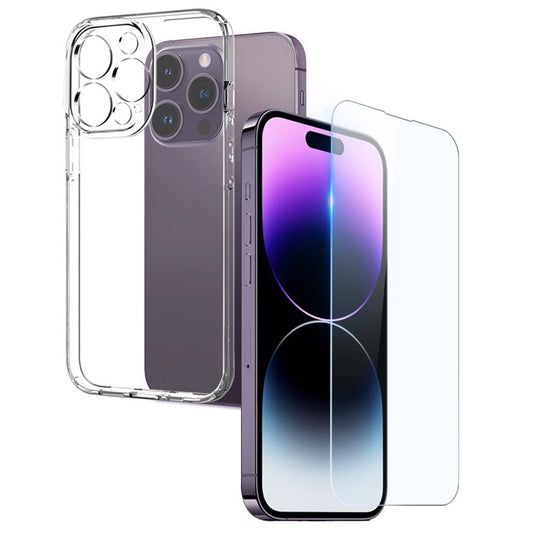 NORTHJO For iPhone 14 Pro 2-in-1 Anti-drop Soft TPU Phone Case + Sensitive Touch Tempered Glass Screen Protector - Transparent