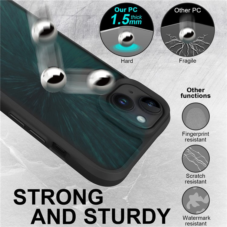 Combat X Mode Hard PC Back Soft TPU Bumper Case for iPhone 14, Transparent Protective Phone Cover - Black