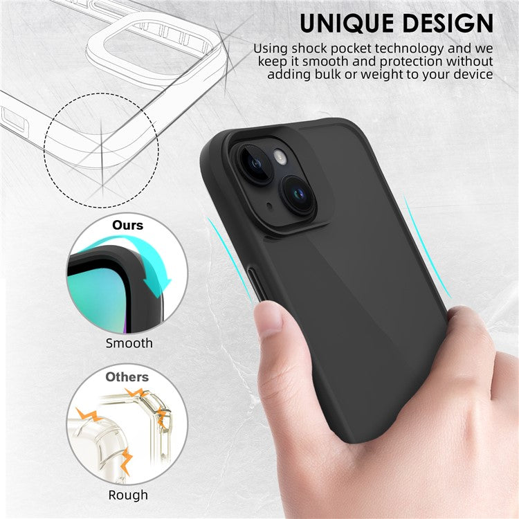 Combat X Mode Hard PC Back Soft TPU Bumper Case for iPhone 14, Transparent Protective Phone Cover - Black