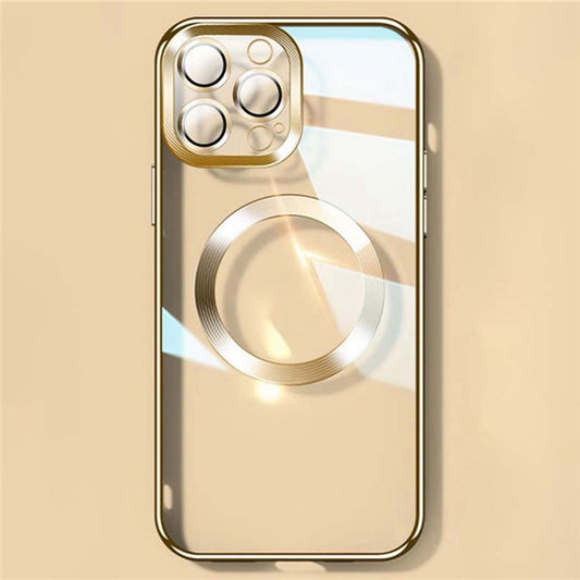 YOOBAO Mobile Phone Case for iPhone 14 Pro Max, Compatible with MagSafe Drop-proof Camera Protection Frame Clear Silicone Phone Cover - Gold
