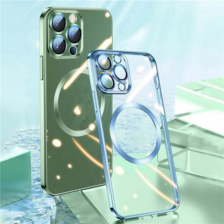 YOOBAO Mobile Phone Case for iPhone 14 Pro Max, Compatible with MagSafe Drop-proof Camera Protection Frame Clear Silicone Phone Cover - Gold