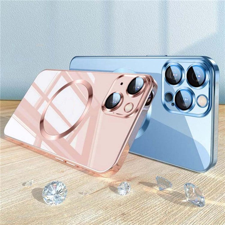YOOBAO Mobile Phone Case for iPhone 14 Pro Max, Compatible with MagSafe Drop-proof Camera Protection Frame Clear Silicone Phone Cover - Gold