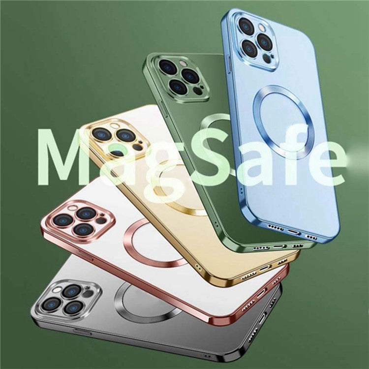 YOOBAO Mobile Phone Case for iPhone 14 Pro Max, Compatible with MagSafe Drop-proof Camera Protection Frame Clear Silicone Phone Cover - Gold