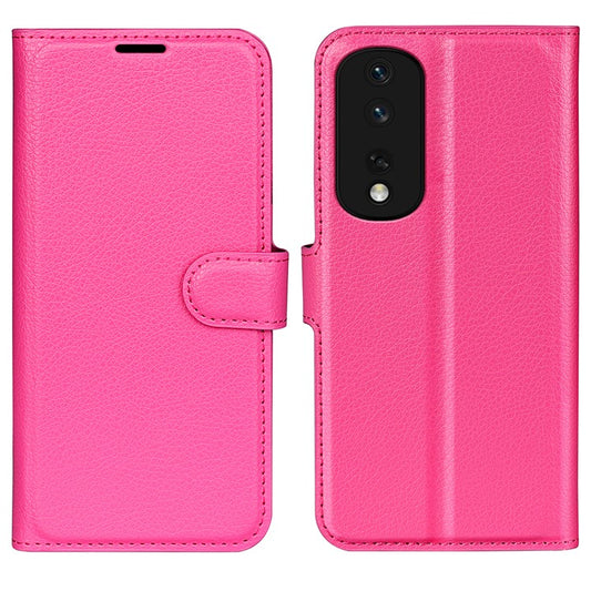 Phone Stand Wallet Cover for Honor 80 Pro 5G, Fall Protection Litchi Texture PU Leather Phone Flip Case - Rose