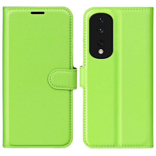 Phone Stand Wallet Cover for Honor 80 Pro 5G, Fall Protection Litchi Texture PU Leather Phone Flip Case - Green