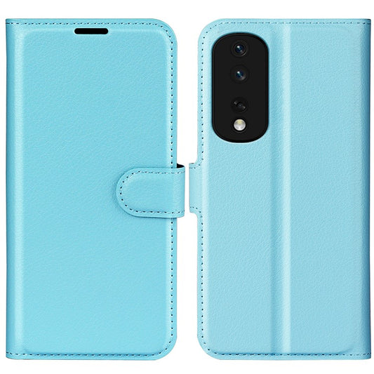 Phone Stand Wallet Cover for Honor 80 Pro 5G, Fall Protection Litchi Texture PU Leather Phone Flip Case - Blue